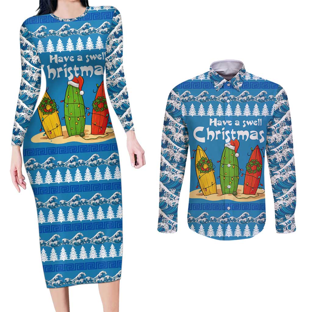 Santa Fist Christmas Couples Matching Long Sleeve Bodycon Dress and Long Sleeve Button Shirt Xmas Holiday Patterns - Wonder Print Shop