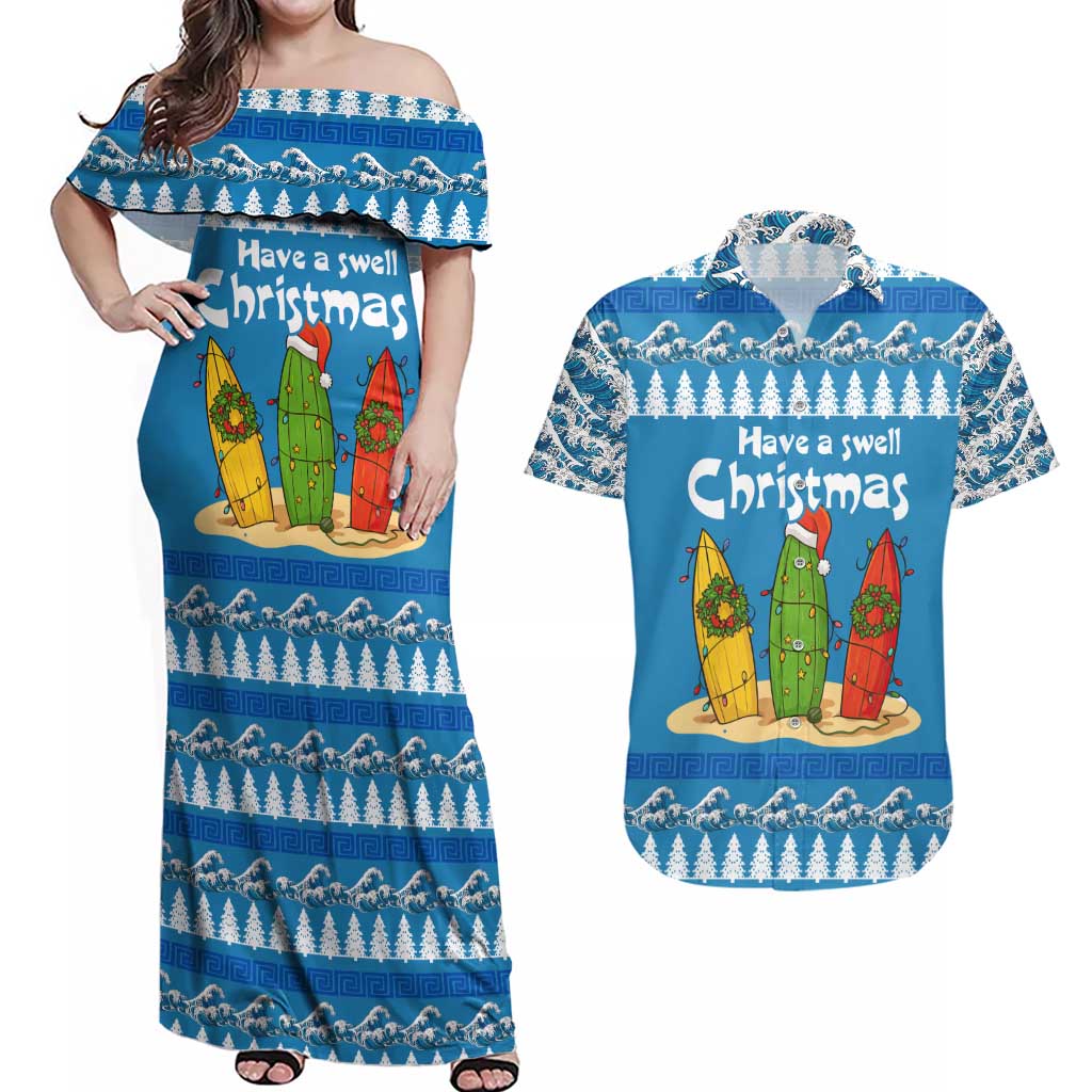 Santa Fist Christmas Couples Matching Off Shoulder Maxi Dress and Hawaiian Shirt Xmas Holiday Patterns - Wonder Print Shop