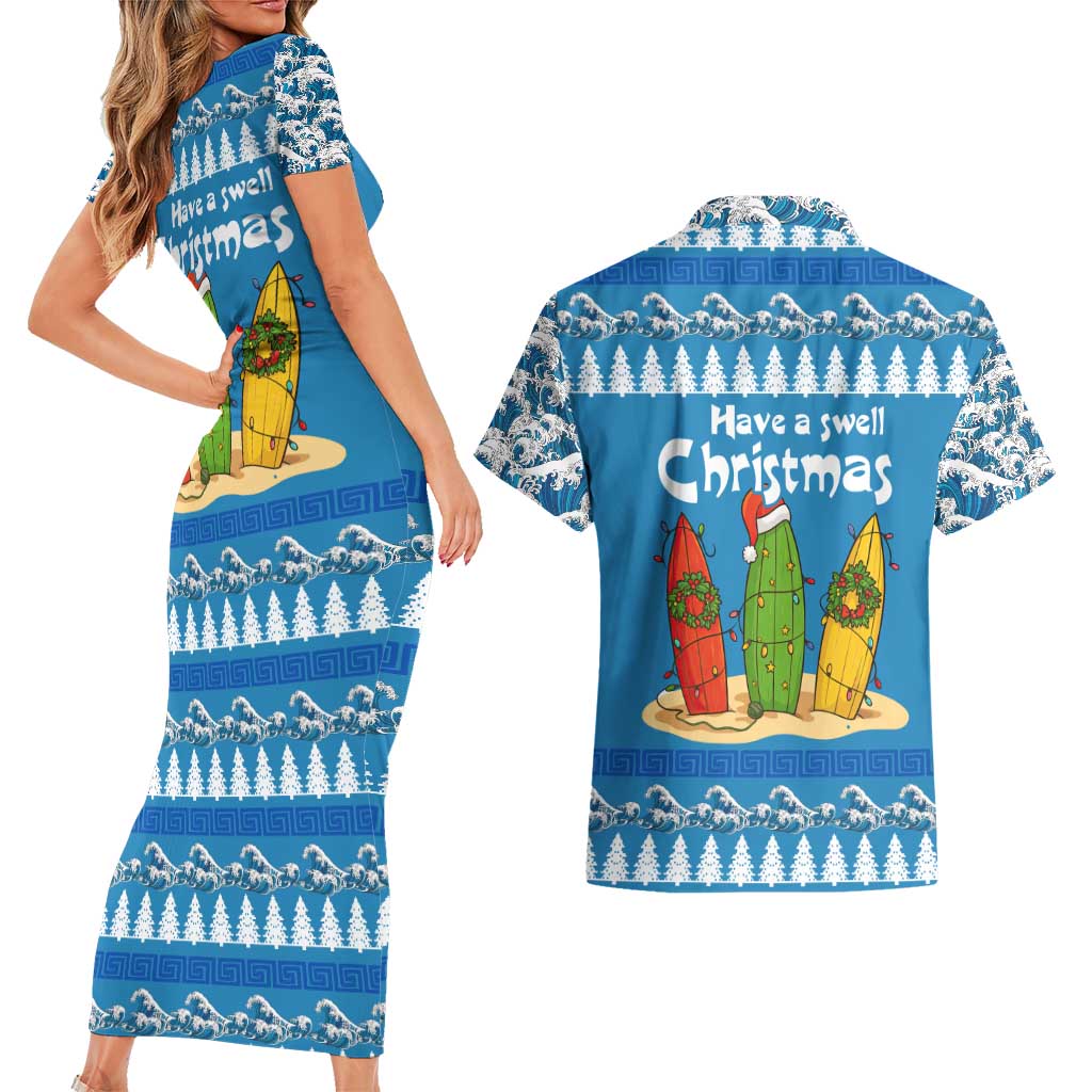 Santa Fist Christmas Couples Matching Short Sleeve Bodycon Dress and Hawaiian Shirt Xmas Holiday Patterns - Wonder Print Shop