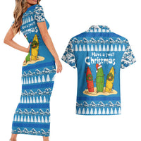 Santa Fist Christmas Couples Matching Short Sleeve Bodycon Dress and Hawaiian Shirt Xmas Holiday Patterns - Wonder Print Shop