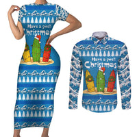 Santa Fist Christmas Couples Matching Short Sleeve Bodycon Dress and Long Sleeve Button Shirt Xmas Holiday Patterns - Wonder Print Shop