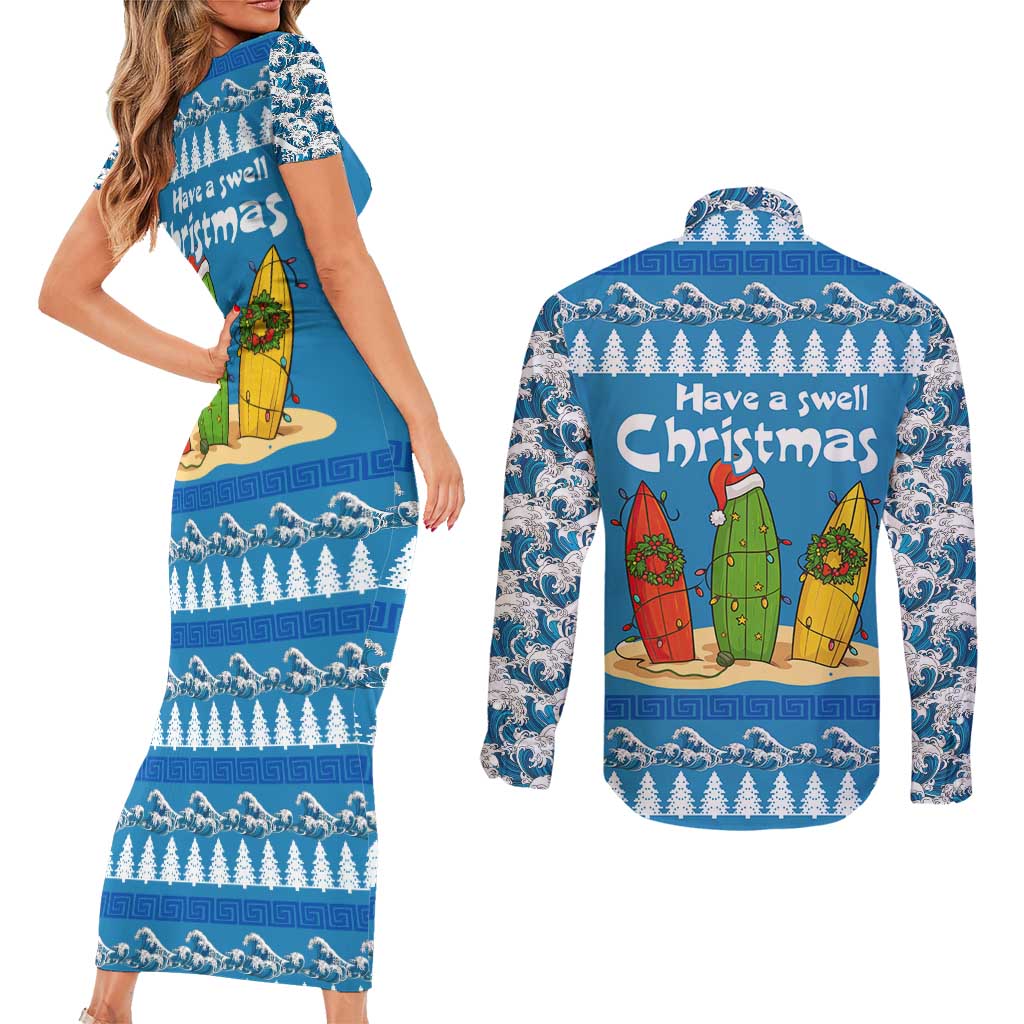 Santa Fist Christmas Couples Matching Short Sleeve Bodycon Dress and Long Sleeve Button Shirt Xmas Holiday Patterns - Wonder Print Shop