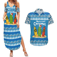 Santa Fist Christmas Couples Matching Summer Maxi Dress and Hawaiian Shirt Xmas Holiday Patterns - Wonder Print Shop