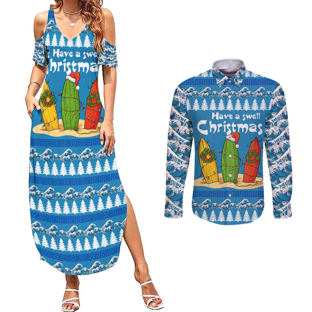 Santa Fist Christmas Couples Matching Summer Maxi Dress and Long Sleeve Button Shirt Xmas Holiday Patterns - Wonder Print Shop