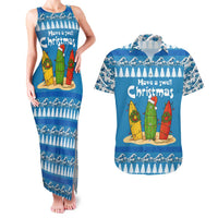 Santa Fist Christmas Couples Matching Tank Maxi Dress and Hawaiian Shirt Xmas Holiday Patterns - Wonder Print Shop