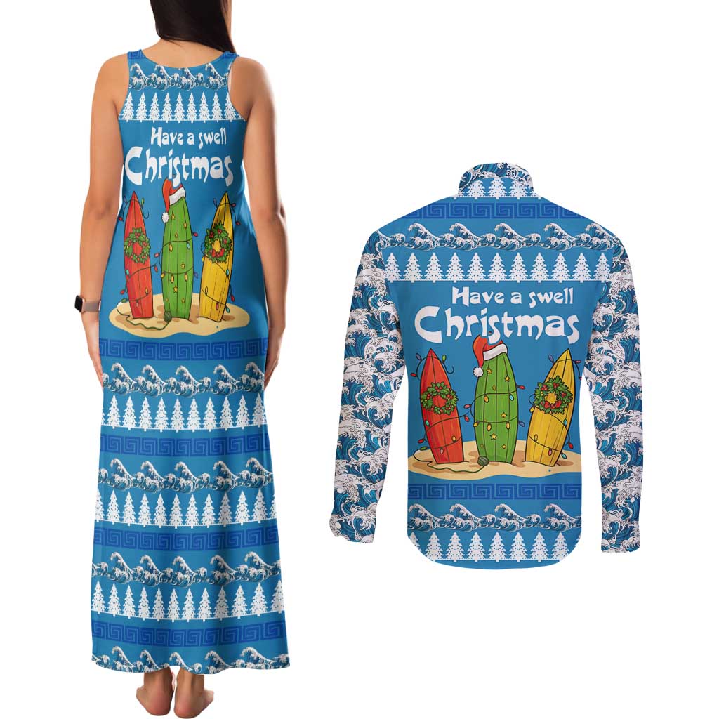 Santa Fist Christmas Couples Matching Tank Maxi Dress and Long Sleeve Button Shirt Xmas Holiday Patterns - Wonder Print Shop