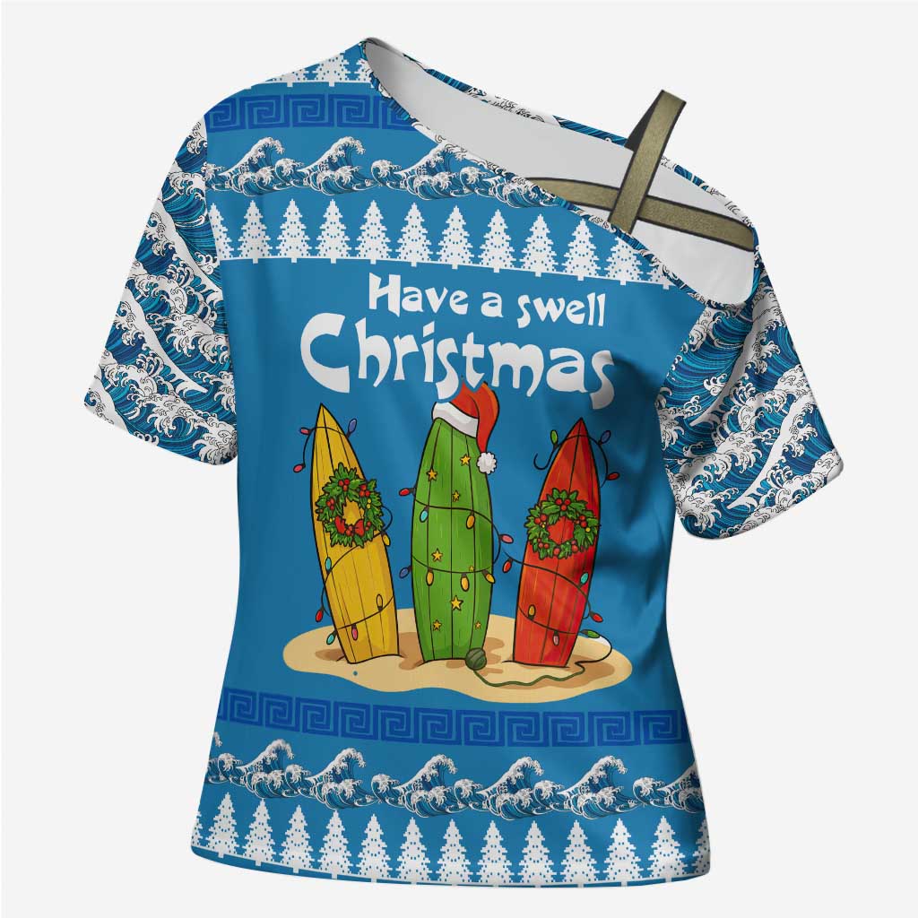 Santa Fist Christmas Cross Shoulder Shirt Xmas Holiday Patterns - Wonder Print Shop