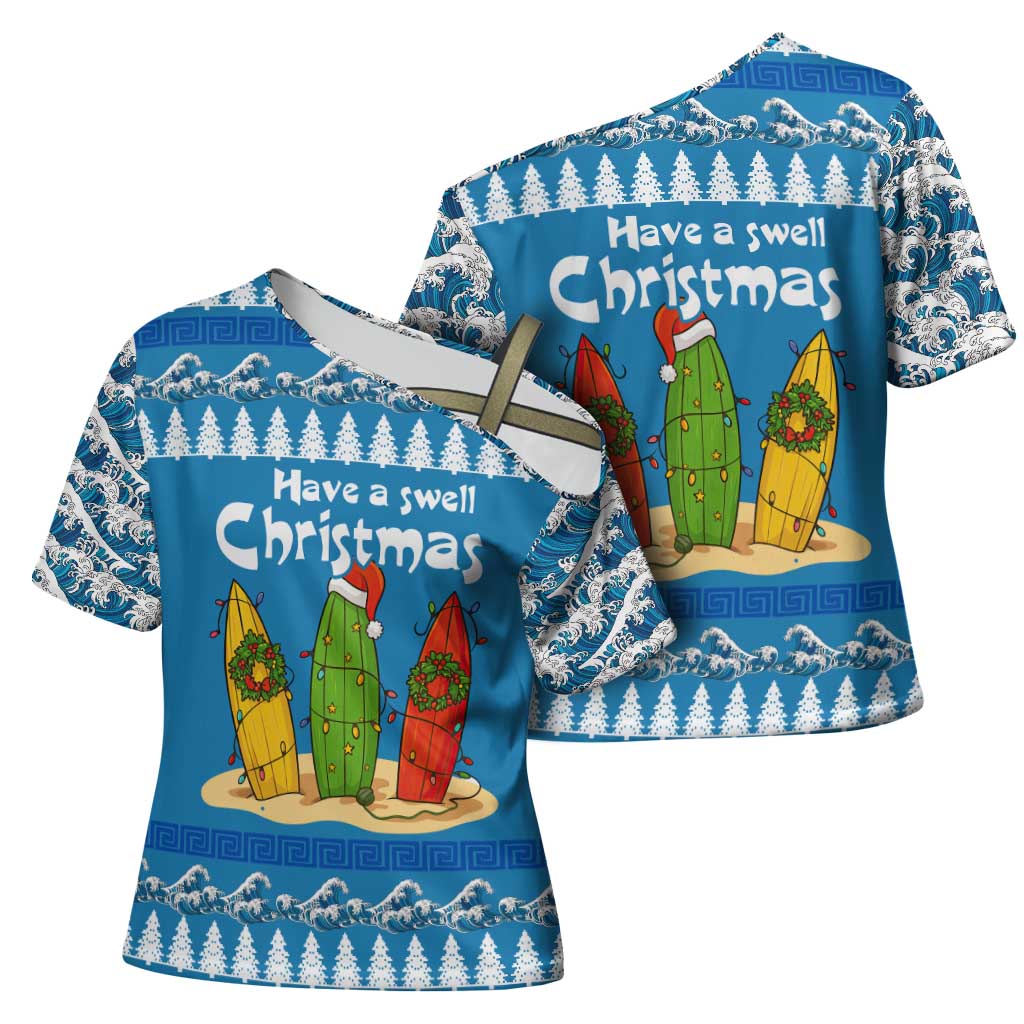 Santa Fist Christmas Cross Shoulder Shirt Xmas Holiday Patterns - Wonder Print Shop