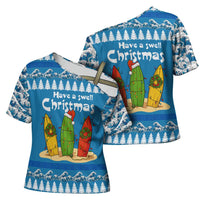 Santa Fist Christmas Cross Shoulder Shirt Xmas Holiday Patterns - Wonder Print Shop