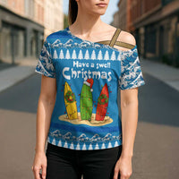 Santa Fist Christmas Cross Shoulder Shirt Xmas Holiday Patterns - Wonder Print Shop