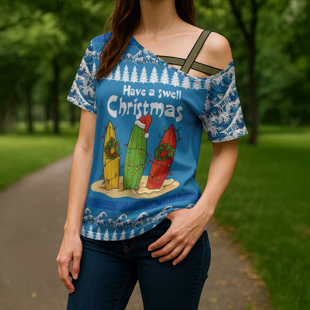 Santa Fist Christmas Cross Shoulder Shirt Xmas Holiday Patterns - Wonder Print Shop