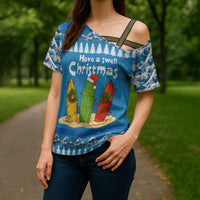 Santa Fist Christmas Cross Shoulder Shirt Xmas Holiday Patterns - Wonder Print Shop