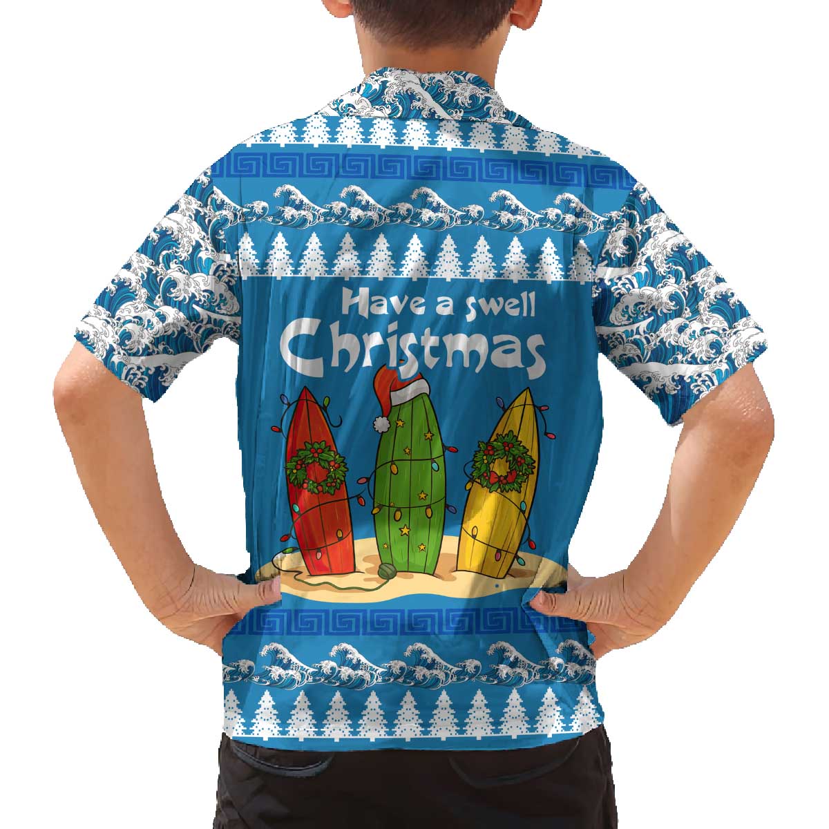 Santa Fist Christmas Family Matching Off The Shoulder Long Sleeve Dress and Hawaiian Shirt Xmas Holiday Patterns - Wonder Print Shop