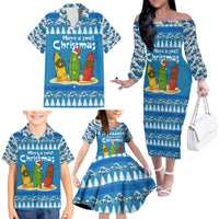 Santa Fist Christmas Family Matching Off The Shoulder Long Sleeve Dress and Hawaiian Shirt Xmas Holiday Patterns - Wonder Print Shop