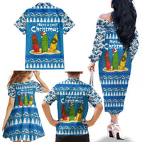 Santa Fist Christmas Family Matching Off The Shoulder Long Sleeve Dress and Hawaiian Shirt Xmas Holiday Patterns - Wonder Print Shop