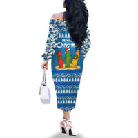 Santa Fist Christmas Family Matching Off The Shoulder Long Sleeve Dress and Hawaiian Shirt Xmas Holiday Patterns - Wonder Print Shop