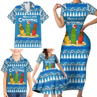 Santa Fist Christmas Family Matching Short Sleeve Bodycon Dress and Hawaiian Shirt Xmas Holiday Patterns - Wonder Print Shop