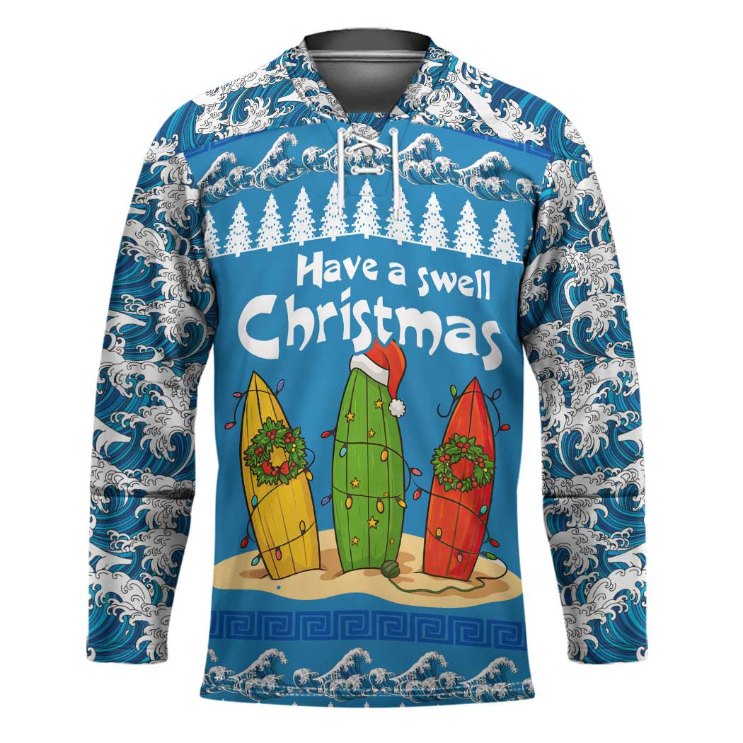 Santa Fist Christmas Hockey Jersey Xmas Holiday Patterns - Wonder Print Shop