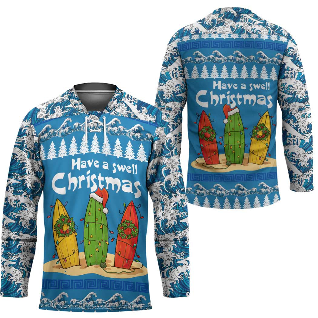 Santa Fist Christmas Hockey Jersey Xmas Holiday Patterns - Wonder Print Shop