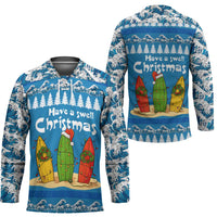 Santa Fist Christmas Hockey Jersey Xmas Holiday Patterns - Wonder Print Shop