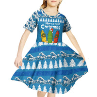 Santa Fist Christmas Kid Short Sleeve Dress Xmas Holiday Patterns - Wonder Print Shop