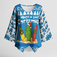 Santa Fist Christmas Kimono Sleeve Blouse Xmas Holiday Patterns - Wonder Print Shop