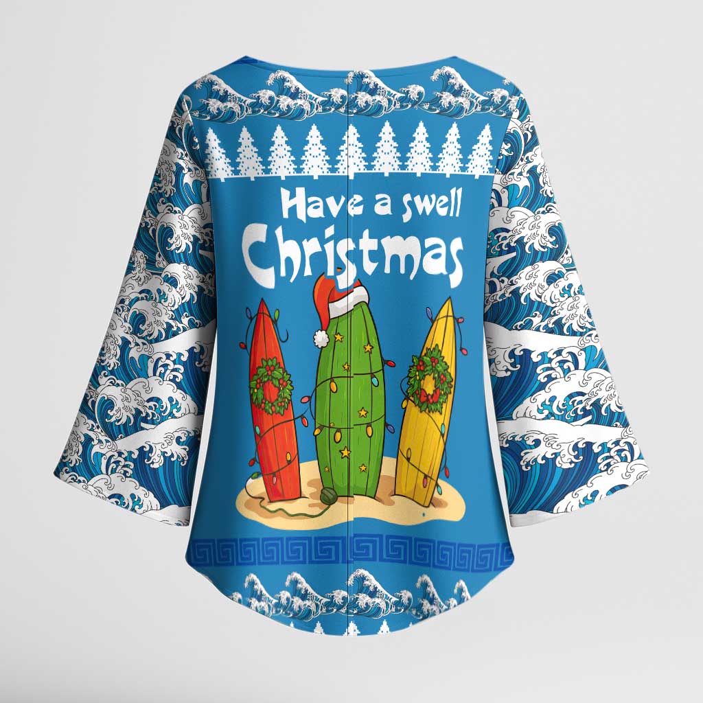 Santa Fist Christmas Kimono Sleeve Blouse Xmas Holiday Patterns - Wonder Print Shop