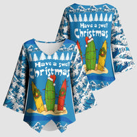 Santa Fist Christmas Kimono Sleeve Blouse Xmas Holiday Patterns - Wonder Print Shop