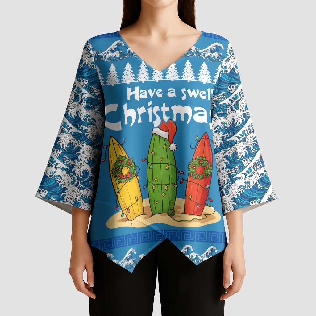 Santa Fist Christmas Kimono Sleeve Blouse Xmas Holiday Patterns - Wonder Print Shop