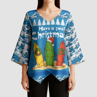 Santa Fist Christmas Kimono Sleeve Blouse Xmas Holiday Patterns - Wonder Print Shop