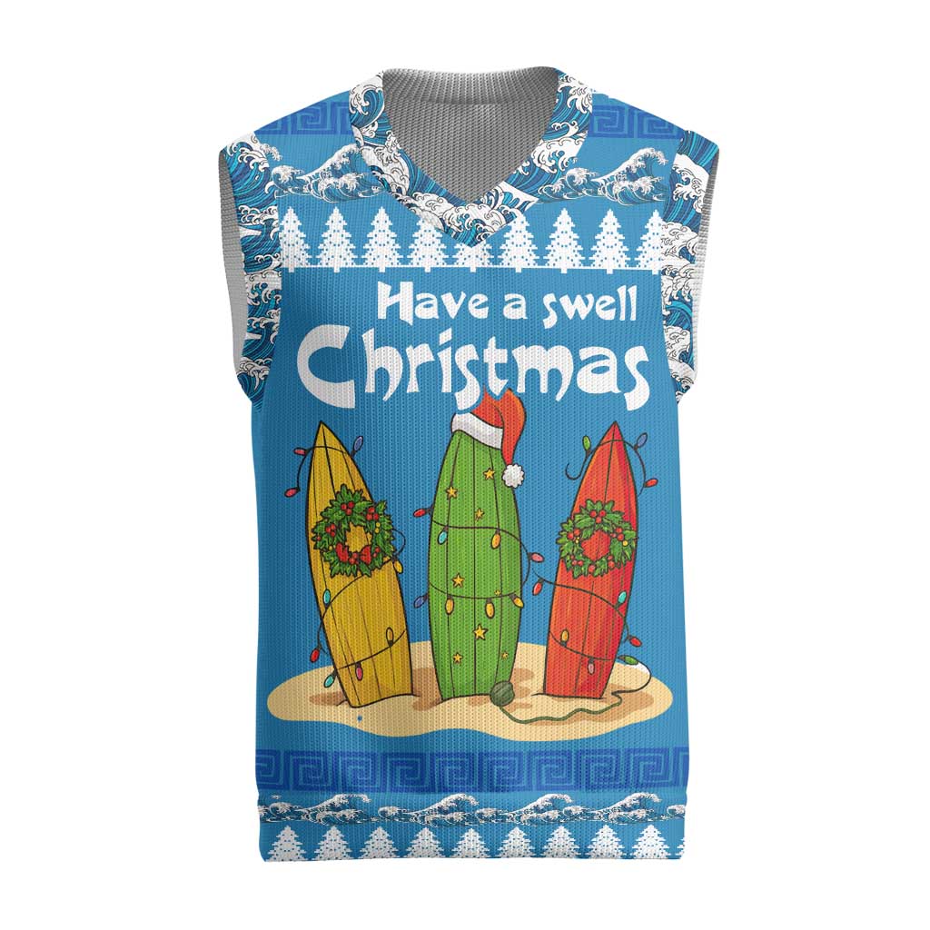 Santa Fist Christmas Knitted V-Neck Vest Xmas Holiday Patterns - Wonder Print Shop