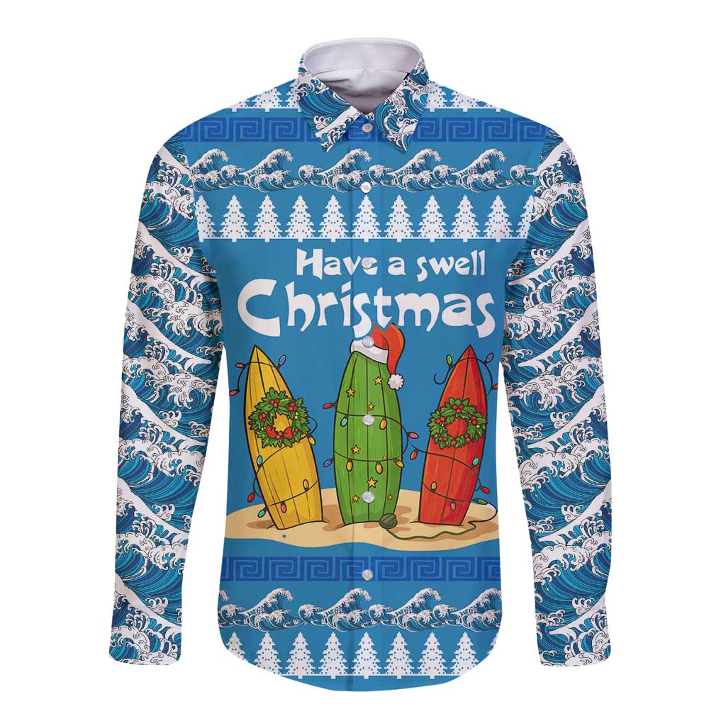 Santa Fist Christmas Long Sleeve Button Shirt Xmas Holiday Patterns - Wonder Print Shop