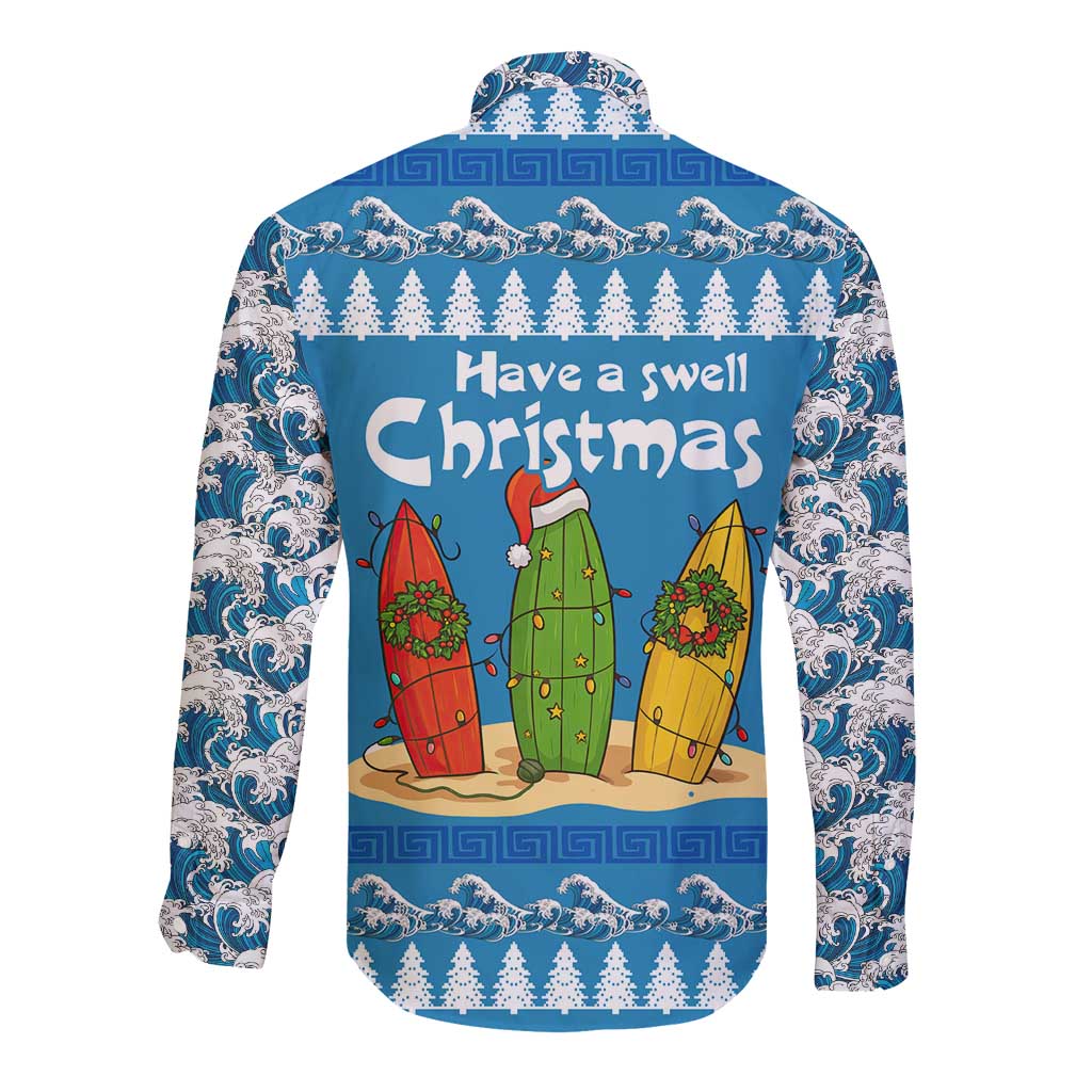 Santa Fist Christmas Long Sleeve Button Shirt Xmas Holiday Patterns - Wonder Print Shop