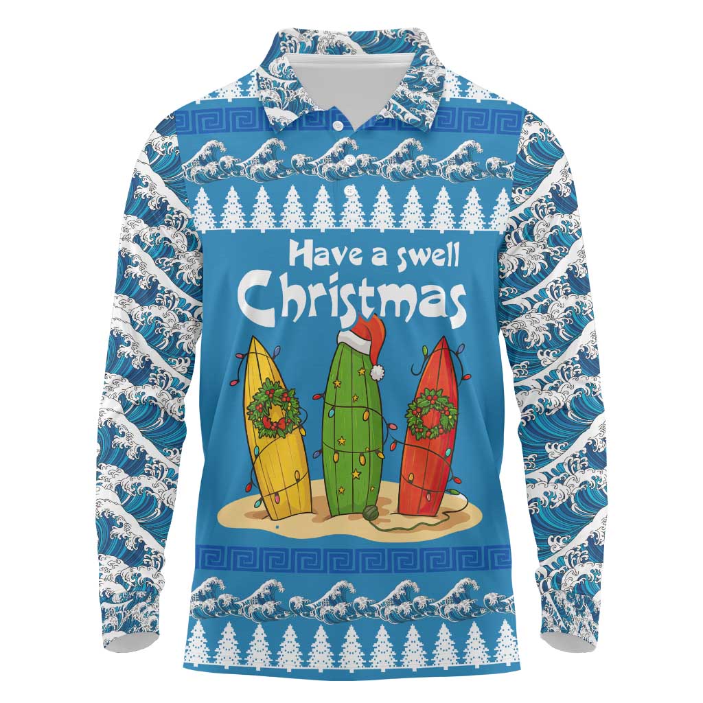 Santa Fist Christmas Long Sleeve Polo Shirt Xmas Holiday Patterns - Wonder Print Shop