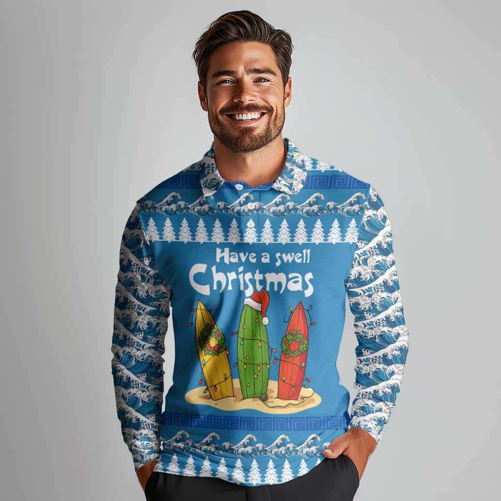 Santa Fist Christmas Long Sleeve Polo Shirt Xmas Holiday Patterns - Wonder Print Shop