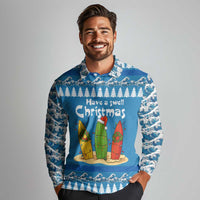 Santa Fist Christmas Long Sleeve Polo Shirt Xmas Holiday Patterns - Wonder Print Shop