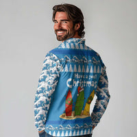 Santa Fist Christmas Long Sleeve Polo Shirt Xmas Holiday Patterns - Wonder Print Shop