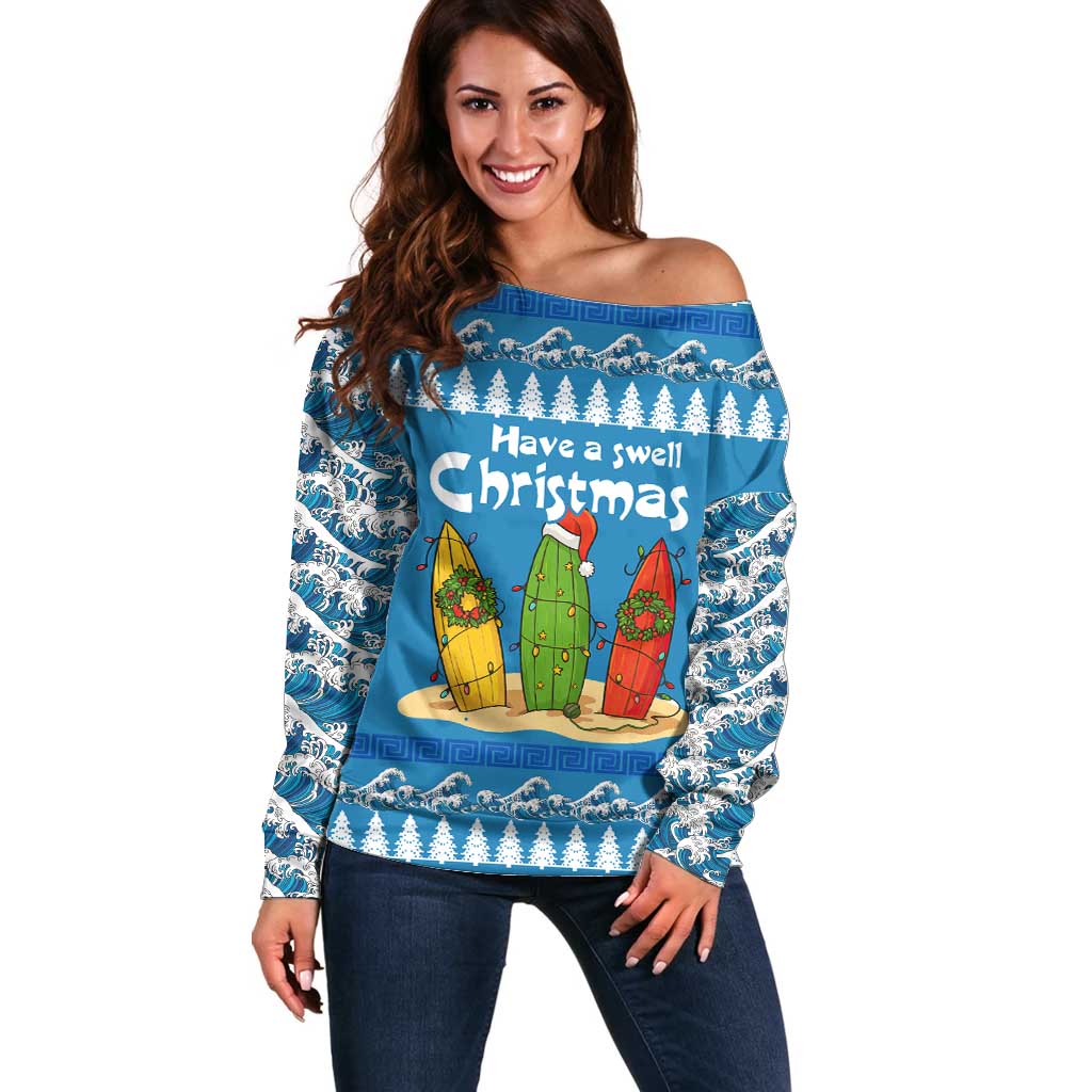 Santa Fist Christmas Off Shoulder Sweater Xmas Holiday Patterns - Wonder Print Shop