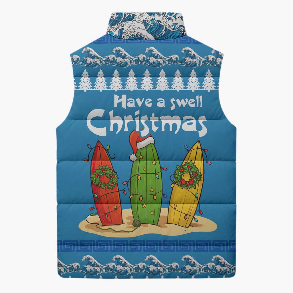 Santa Fist Christmas Sleeveless Puffer Jacket Xmas Holiday Patterns - Wonder Print Shop