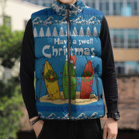 Santa Fist Christmas Sleeveless Puffer Jacket Xmas Holiday Patterns - Wonder Print Shop