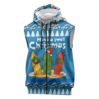 Santa Fist Christmas Sleeveless Zip Hoodie Xmas Holiday Patterns - Wonder Print Shop