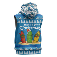 Santa Fist Christmas Sleeveless Zip Hoodie Xmas Holiday Patterns - Wonder Print Shop