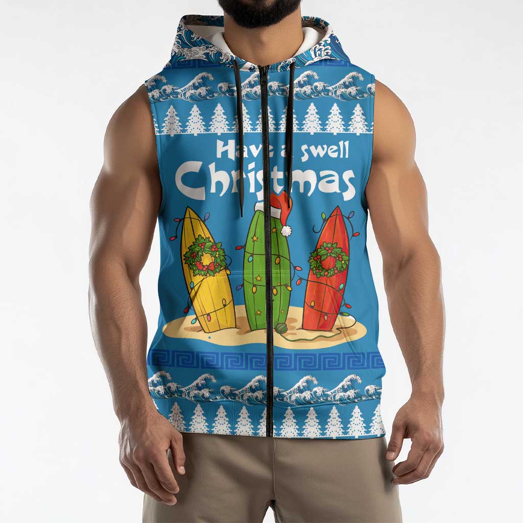 Santa Fist Christmas Sleeveless Zip Hoodie Xmas Holiday Patterns - Wonder Print Shop