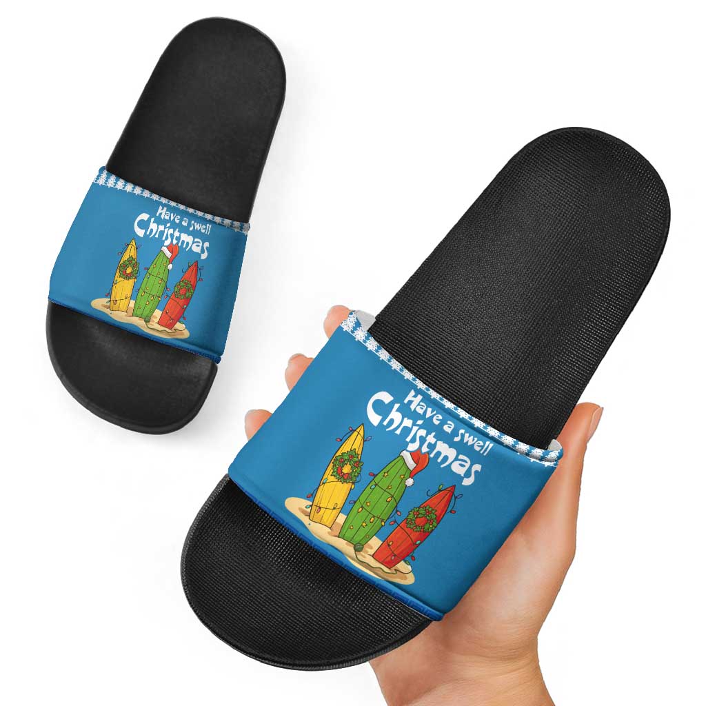 Santa Fist Christmas Slide Sandals Xmas Holiday Patterns - Wonder Print Shop
