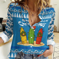 Santa Fist Christmas Women Casual Shirt Xmas Holiday Patterns - Wonder Print Shop