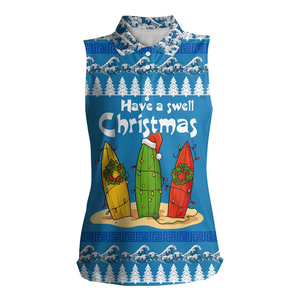 Santa Fist Christmas Women Sleeveless Polo Shirt Xmas Holiday Patterns - Wonder Print Shop