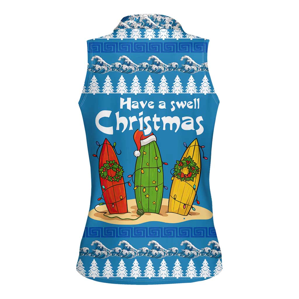 Santa Fist Christmas Women Sleeveless Polo Shirt Xmas Holiday Patterns - Wonder Print Shop