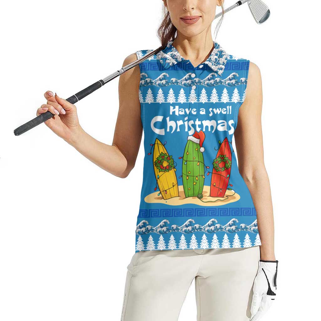 Santa Fist Christmas Women Sleeveless Polo Shirt Xmas Holiday Patterns - Wonder Print Shop