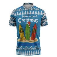 Santa Fist Christmas Zipper Polo Shirt Xmas Holiday Patterns - Wonder Print Shop