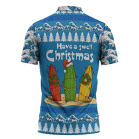 Santa Fist Christmas Zipper Polo Shirt Xmas Holiday Patterns - Wonder Print Shop